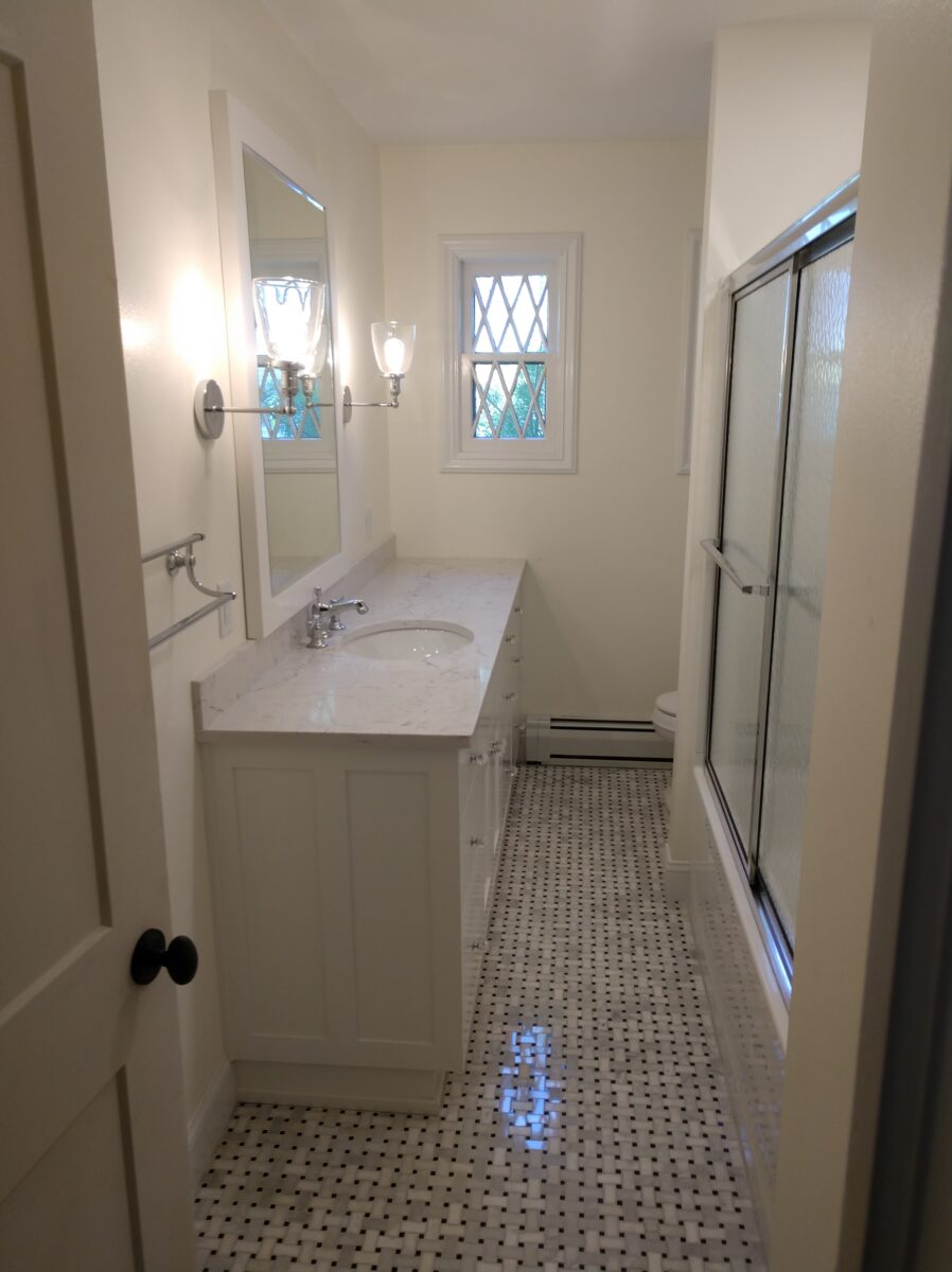 white bathroom reno