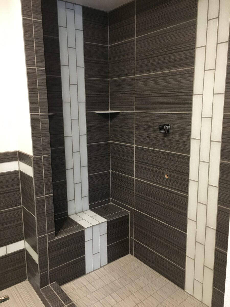 gray shower walls