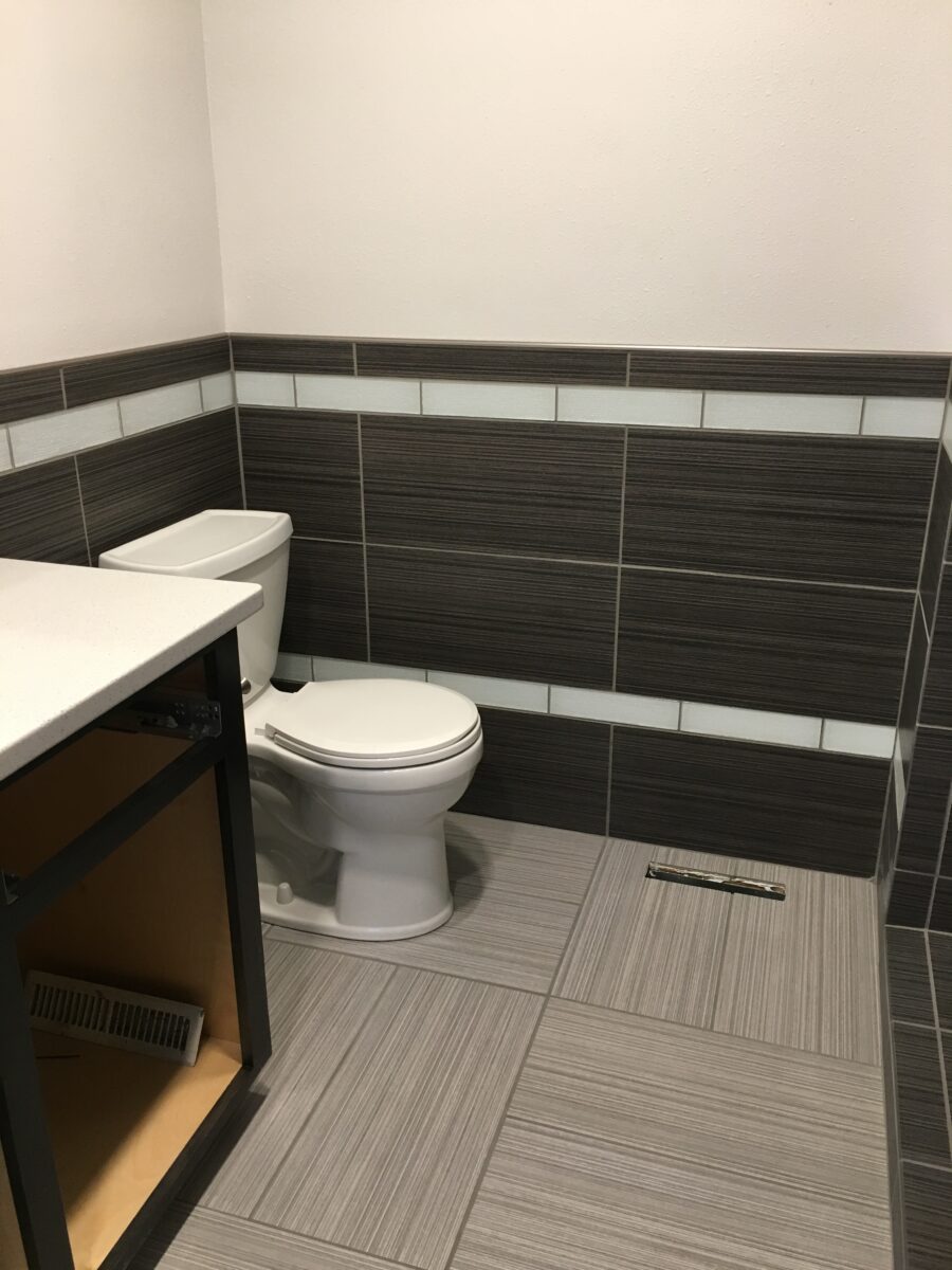 gray shower walls