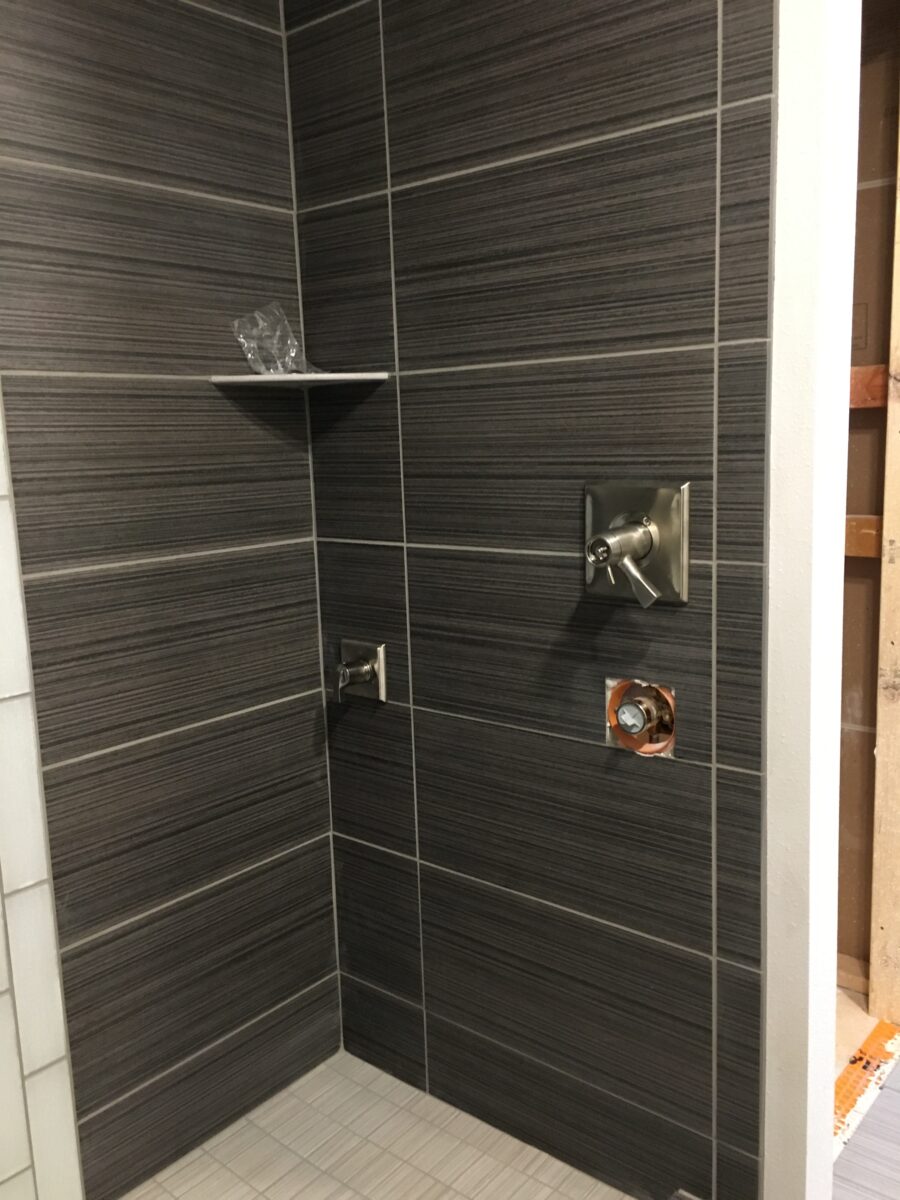 gray shower walls